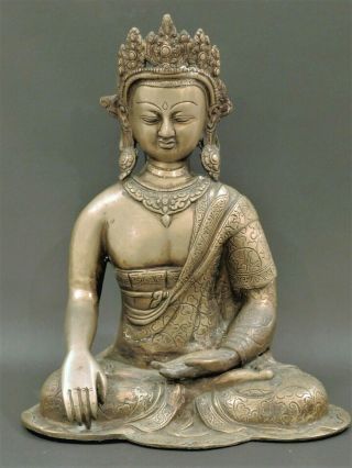 Vintage Bronze Seated Buddha Statue Figure 13 "
