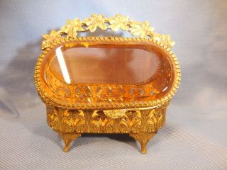 Antique Gilt Gold Ormolu Jewelry Casket Box