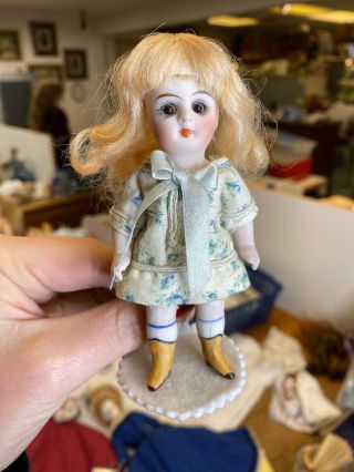 Antique 4.  5” German All Bisque Doll Marked 184 - 3 Circa 1910