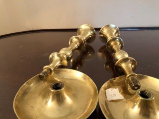 Judaica Mid 19th century Russian Sabbath polish brass candlestick holders pans 2
