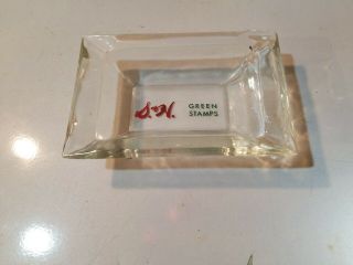 S&h Green Stamps Ashtray Vintage Glass Red Tobacciana Smoking Cigarette