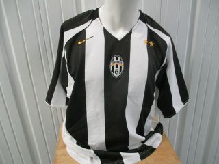 Vintage Nike Juventus Fc Sewn Black White Striped Xl Jersey 2004 Kit Italian Lig