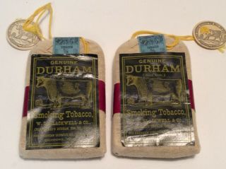 Two Vintage Durham Smoking Tobacco Bags,  Not For Use