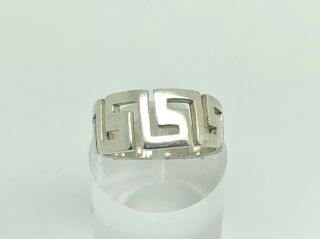 Gorgeous Vintage Designer Studio Sterling Silver Greek Key Band Ring Size Q