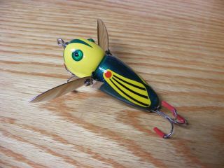 C Hines Heddon Style Crazy Crawler in Yellow and Green Hornet Color 2 3/4 