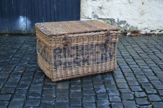 Extra Large Antique Wicker Basket Country House Hamper “richmond Park Laundry”