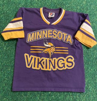 Vintage Minnesota Vikings T Shirt Single Stich Shirt Boys Youth M 90’s Jersey