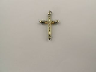 Fine Sterling Silver Mother Of Pearl Cross Crucifix Pendant Antique Circa 1920 