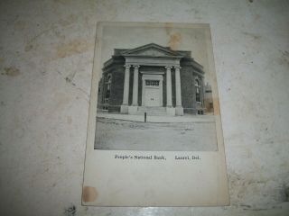 Vintage Ca 1922 Postcard Peoples National Bank Laurel Del Delaware