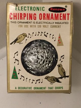 Vtg Silver Filigree Electronic Singing Chirping Bird Christmas Ornament Renown