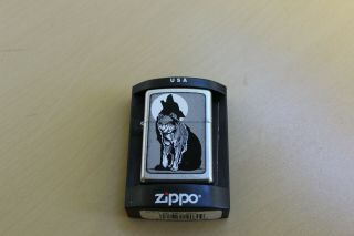 Vintage Zippo Lighter With Wolf