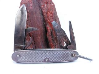 Vintage Kingston Stainless Military Sailors 4 Blades Pocket Knife Shackle 3 3/4 "