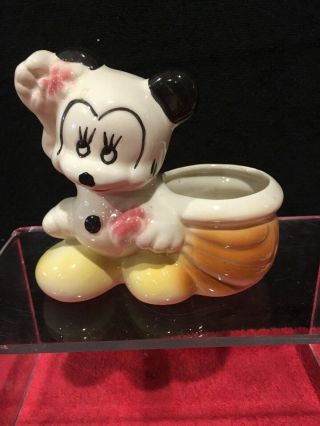 Micky Mouse Walt Disney Prod Minnie Mouse Planter Ceramic Vintage