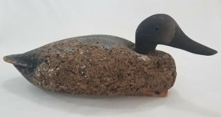 Vintage Cork Duck Decoy Gray Black Brown