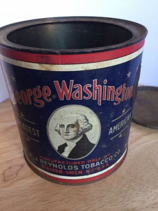 Vintage R J Reynolds George Washington Cut Plug Tobacco Tin Can.  Rust No Dents