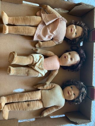 Antique Dolls Chad Valley Cloth Felt 3 All Tagged 1920’s English