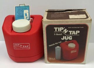 Vintage Gott Tip’ N Tap Red Jug Cooler 5 - Quart Model 1505 Made In Usa