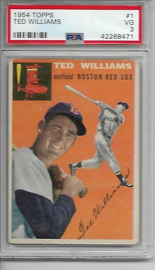 Ted Williams 1954 Topps 1 Psa 3 Vg Hof