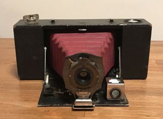 Antique 1909 Pocket Brownie Folding Camera Red Bellows Kodak Model A - Work