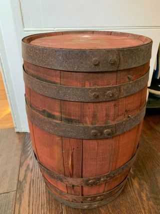 Wonderful 19th Century Keg Barrel In Red