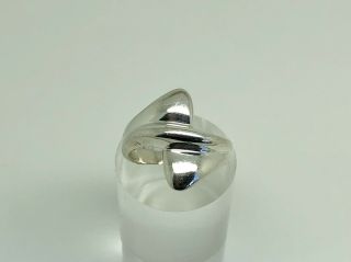 Gorgeous Vintage Sterling Silver Modernist Design Band Ring Size P