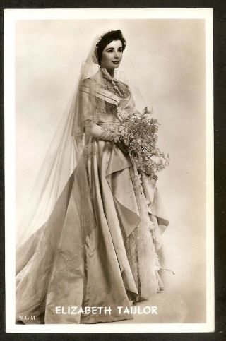 Elizabeth Taylor Size Of Postcard Vintage 1940/50s Real Photo Fan Card M.  G.  M