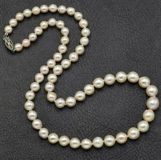 Vintage Sterling Silver Cultured Pearl Beaded Strand Necklace 31.  1 Grams 18.  5 In