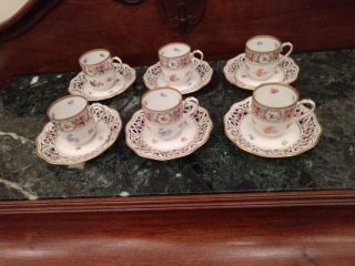 Gorgeous 12 Piece Set Of Antique Dresden Demitasse Cups & Saucers,  1890,  Perfect