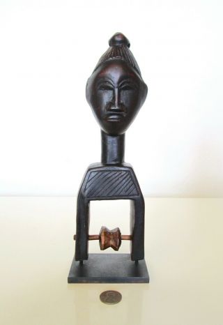 Vintage Hand Carved Wood Primitive African Figure W/bead Man Woman Folk Art