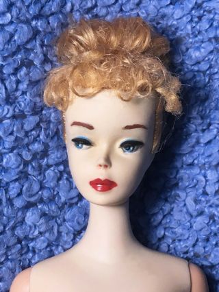 Vintage Blond 850 Ponytail Barbie 3 Solid Body,  Blue Eyeliner,  With Oss