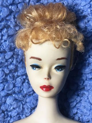 Vintage Blond 850 Ponytail Barbie 3 Solid Body,  Blue Eyeliner,  With OSS 3