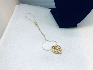 Vtg.  Trifari Tm Clear Rhinestone Gold Tone Heart Shaped Chain Necklace