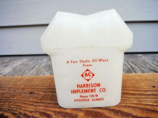 Vintage Harrison Imp.  Co.  Allis Chalmers Pittsfield Illinois Salt Pepper Sign