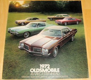 1972 Oldsmobile Full Line Prestige Brochure Toronado 98 Delta 88 Cutlass 442 Vg