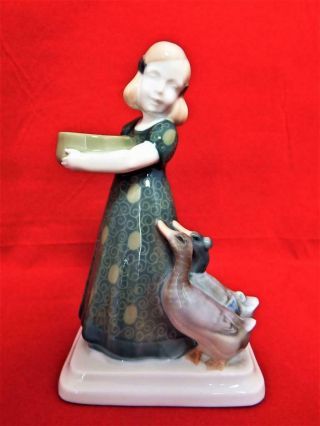 Antique Rosenthal Porcelain Germany Girl Feeding Ducks Figure 1930 