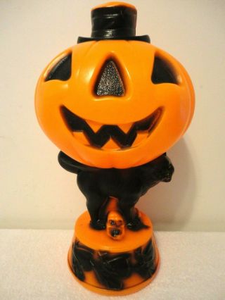Vtg 14 " Pumpkin Cat Jol Witch Skull Halloween Blow Mold Light Up Yard Decor Prop
