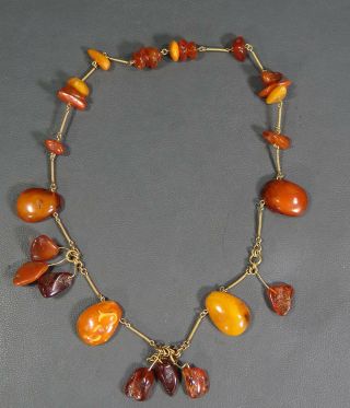 Antique Natural Baltic Egg - Yolk Butterscotch Honey Amber Beads Necklace 51 Grams