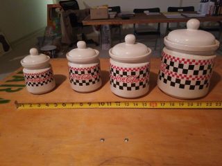 Coca Cola Racing 1997 Vintage Set Of Ceramic Spice / Cookie Jars