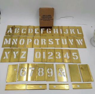 Vintage Lockedge Brass Stencil Marking Set Alphabet And Number Complete 1.  5 Inch