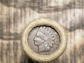 1887 Indian Head& 1919s Wheat Cent/old Small Cent Roll/ Antique/ag - Unc 684.