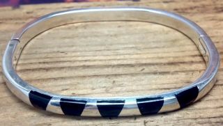 Vintage Taxco Mexico Sterling Silver Hinged Bangle/cuff Bracelet 28.  4g.  (e34)