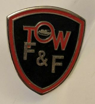 Vintage Tow F&f Fire And Forget Lapel Pin Anti - Tank Missile System Logo Crest
