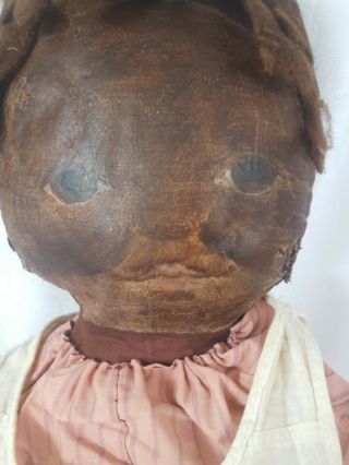 25 " Antique Oil Painted Face Rag Cloth Doll
