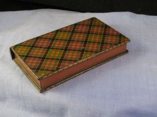 Antique Victorian Mauchline Ware Sewing Box Needle Case Figural Book Clanronald