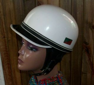 Vintage 1950s 60s Motorcycle Helmet Italian Made Leather Agv Velenza Italy