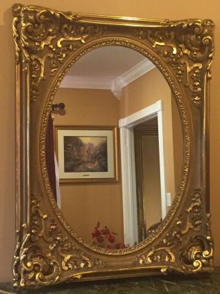 Vintage Antique Ornate Gold Guilt Frame Wall Mounted Mirror