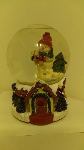 Vintage Heritage 1998 Wind Up Music Snow Globe With Dancing Snowman