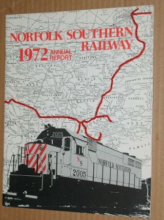 Vintage 1972 Norfolk Southern Railway Annual Report W/map
