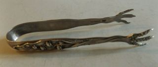 Antique Whiting Sterling Silver Sugar Tongs In Lily Of The Valley Pattern