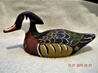 Vintage Hand Carved And Painted Solid Wood Decorative Wood Duck Decoy Signed